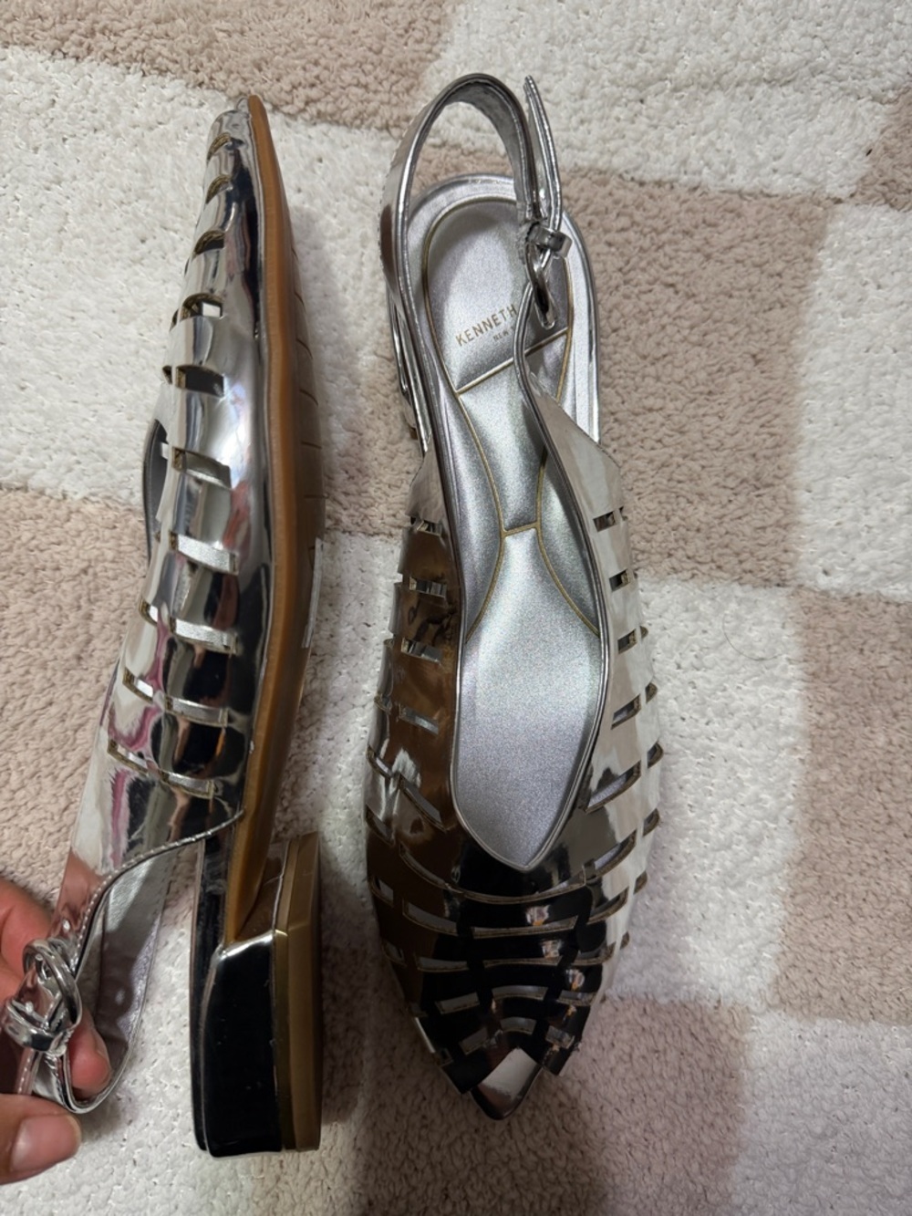 Kenneth Cole New York Calabra Slingback Flats in silver. - Picture 3 of 7